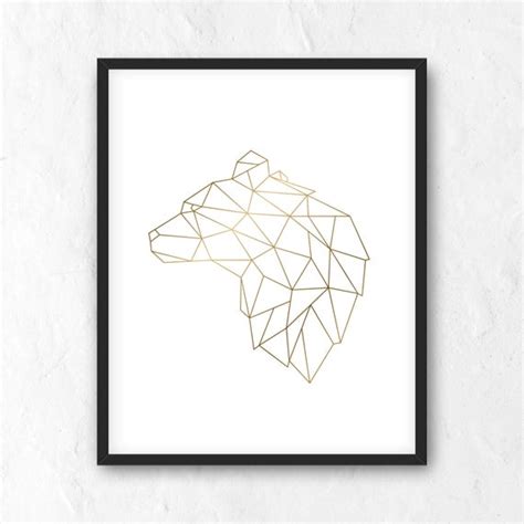 Gold Geometric Bear Print Geometric Animal Wall Art Modern Etsy