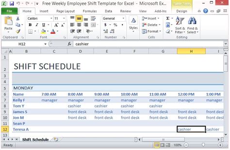Free Weekly Employee Shift Template For Excel