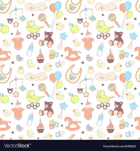 Baby Shower Seamless Pattern Texture For Girl Vector Image