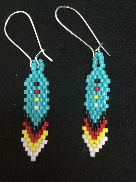 Cute Lil Brick Stitch Feathers I Made Beaded Earrings Diy Brick