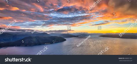 Aerial Overview Norwegian Fjords Sunset Midfjord Stock Photo Edit Now