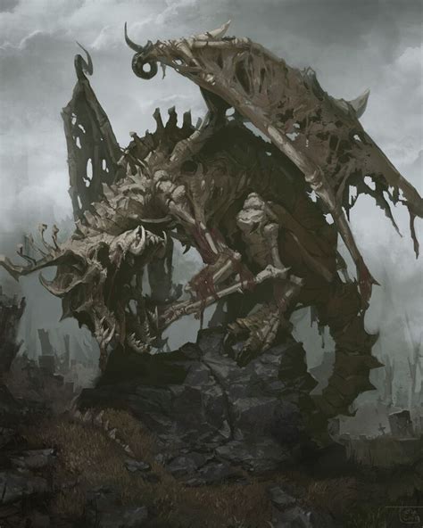 Artstation Zombie Dragon Mintoucan Dark Creatures Creature