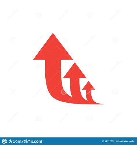 Three Arrow Sign Direction One Way Flat Road Direction Red Vector