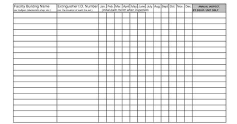 Printable Monthly Fire Extinguisher Inspection Form Template Excel