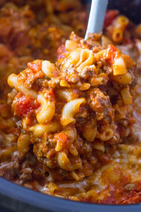 Slow Cooker Ground Beef And Cheese Pasta Gimme Delicious