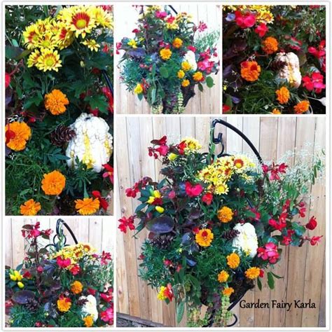 Vibrantcolorful Fall Hanging Basket On Hanging Plant Stand Use Of