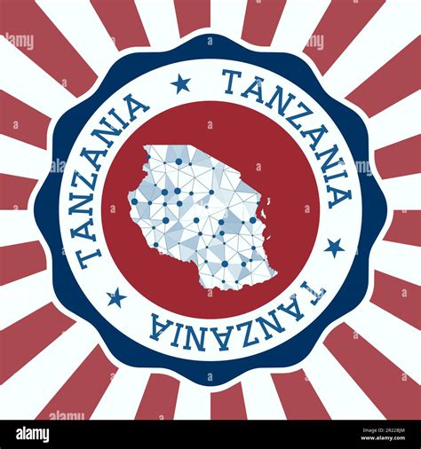 Tanzania Badge Round Logo Of Country With Triangular Mesh Map And