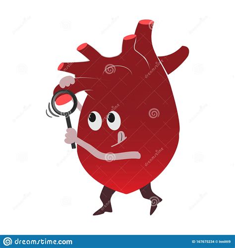 Cute And Funny Human Heart Character Cartoon Illustration Isolated On