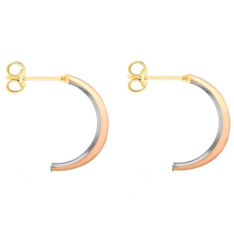 Ibb 9ct Gold Three Tone Half Hoop Earrings Multi At John Lewis And Partners
