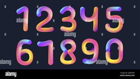 3d Gradient Numbers From 0 To 9 Stylized Cartooncircular Blend Forming