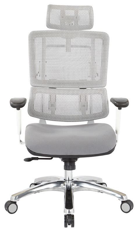 Breathable White Mesh Chair With Headrest Contemporary Office