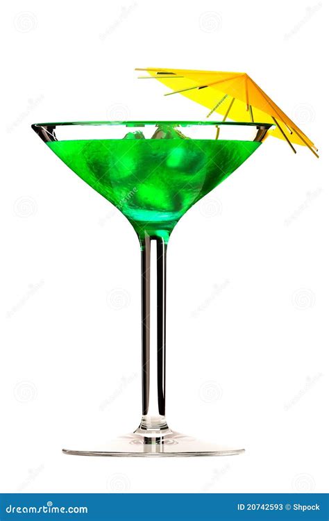 Martini Glass With Green Coctail Isolated On White Stock Illustration Illustration Of Gulp