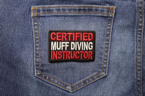 certified muff diving instructor patch shown on jeans