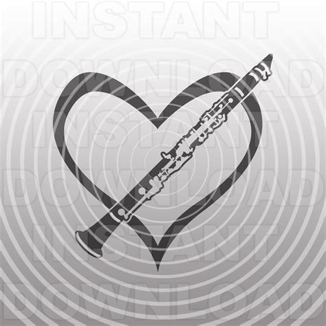 Clarinet With Heart Svg Filemarching Band Svgclarinet Player Etsy