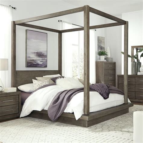 Melbourne Solid Wood Low Profile Canopy Bed In 2020 Platform Canopy