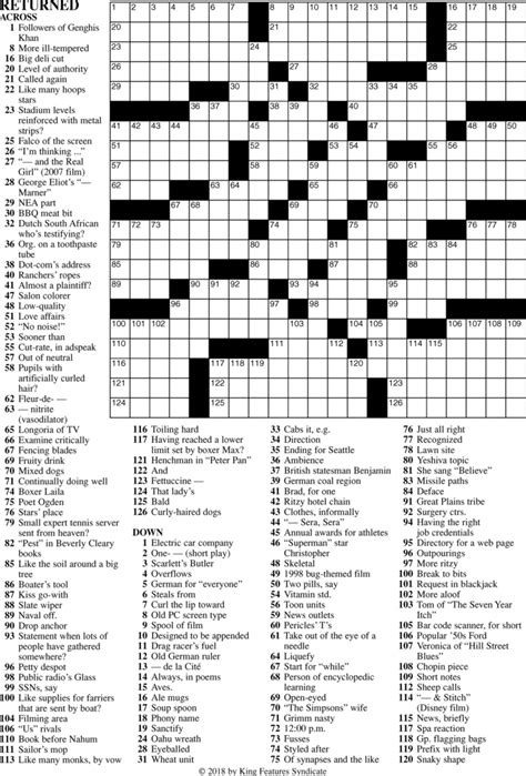 Free Sunday Crossword Puzzles Printable Customize And Print