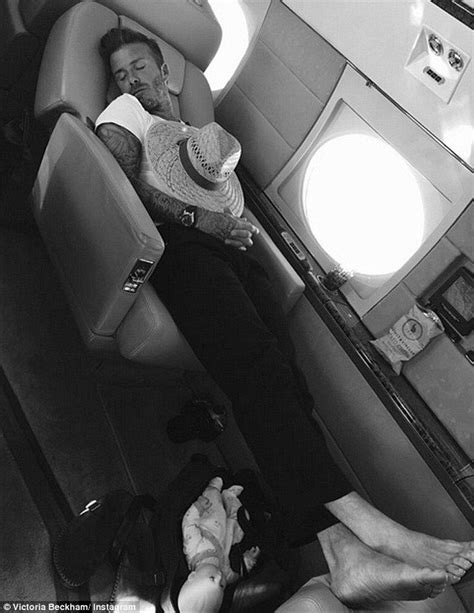 Sleepyhead Victoria Beckham Captured Her Husband David Snoozing On A Private Plane After A Long