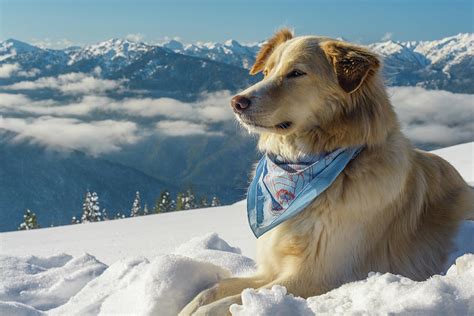 Dog In Snowy Mountain Winter Scene Photograph By Cavan Images Pixels