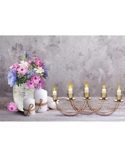 Ironic Golden Metal Candle Stand Showpiece In Dual Color For 5 Candles