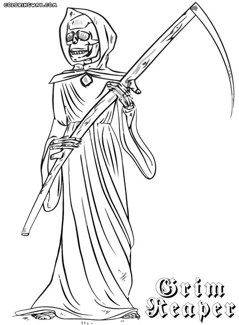 Lady Grim Reaper Anime Sketch Coloring Page