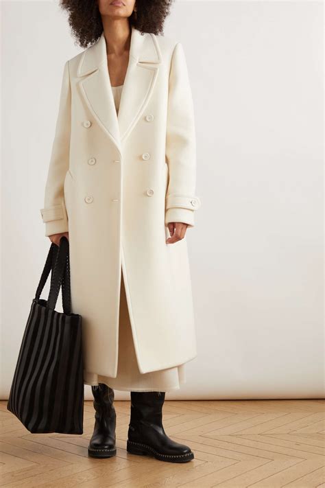 White Double Breasted Wool Blend Coat Chlo Net A Porter