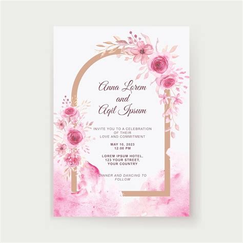 Premium Vector Soft Pink Watercolor Floral Wedding Invitation Template