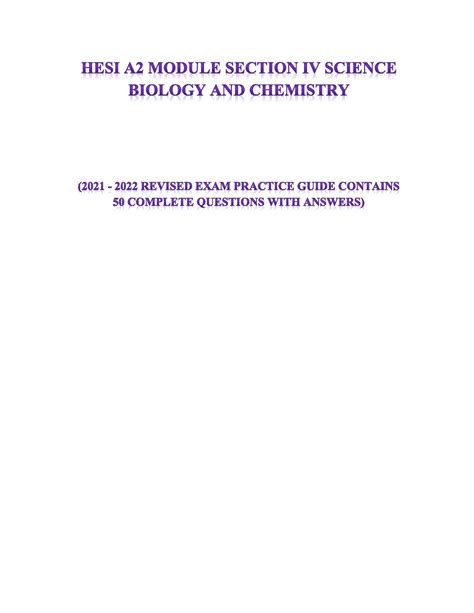 Hesi A2 Module Section Iv Set 2 Part 1 Science Biology And Chemistry