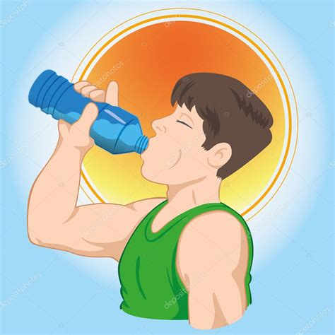 Ilustración Que Representa Al Hombre Atleta Bebiendo Agua E