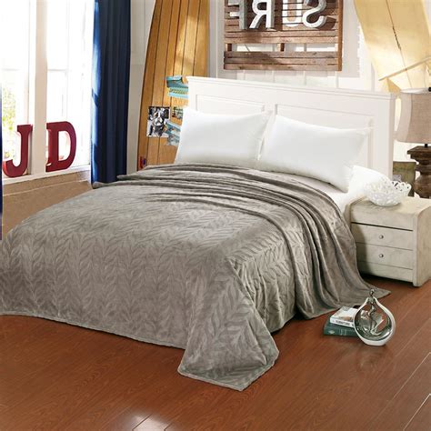 Leaf Etched Jacquard Micro Plush Bed Throw Blanket Grey Ebay