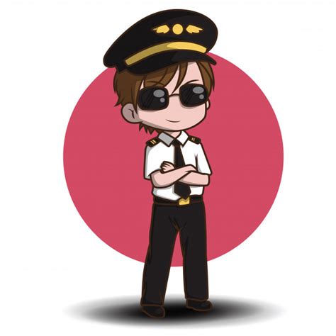 Cute Pilot Vector Cartoon Characters Premium Vector