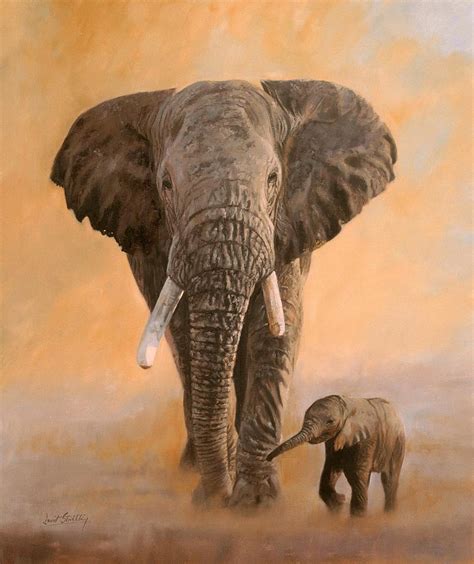 Mama And Baby Elephant Elephant Painting Elephant Artwork Animal