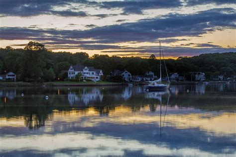 Mystic River Sunset Reflection Photograph By Kirkodd Photography Of New