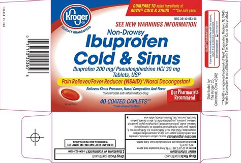 Ibuprofen Cold And Sinus Tablet Sugar Coated Kroger Company