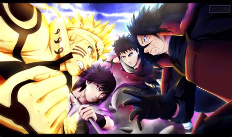 Naruto And Sasuke Vs Madara Manga Yellow Wallpaper