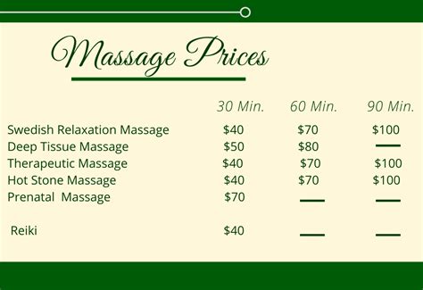Massage Prices 1 Bodhi Counseling