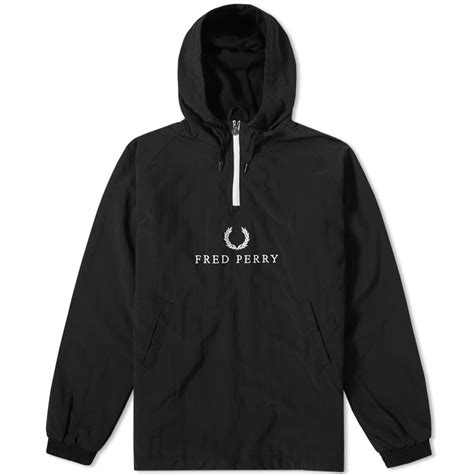 fred perry embroidered half zip jacket black end nl