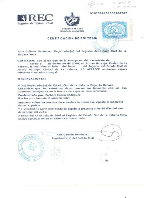 Obtener Certificado De Soltería De Cuba Espacuba