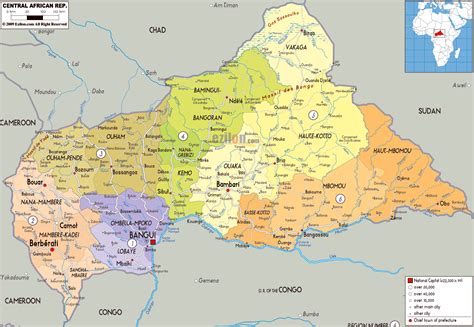 Grande Mapa Político Y Administrativo De República Centroafricana Con