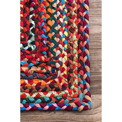 Hand Braided Bohemian Colorful Cotton Chindi Area Rug Multi Etsy