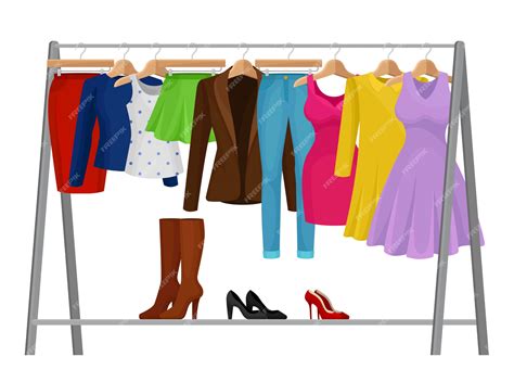 Premium Vector Cartoon Colorful Clothes On Hangers Fashion Concept