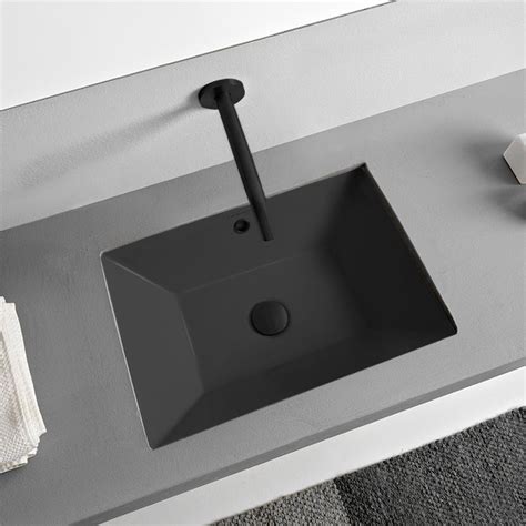 Rectangular Matte Black Ceramic Undermount Sink Black Bathroom Sink Ceramic Undermount Sink