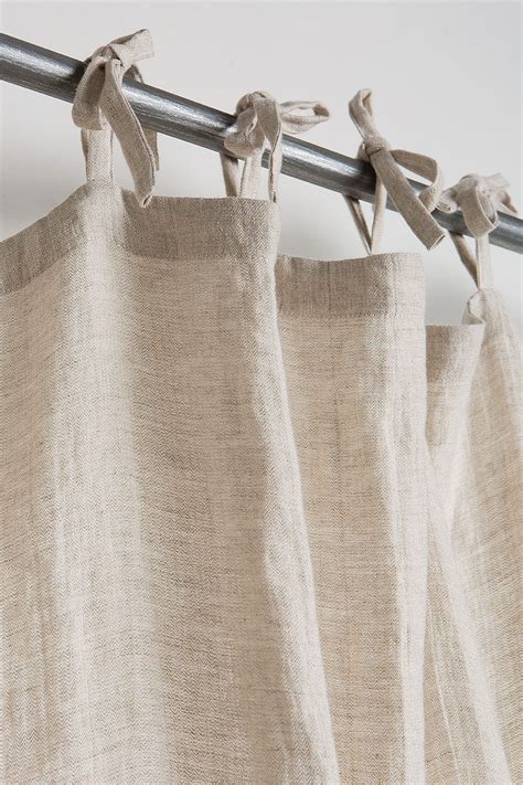 Linen Curtain Linen Drape Washed Linen Panel Linen Drape With Ties