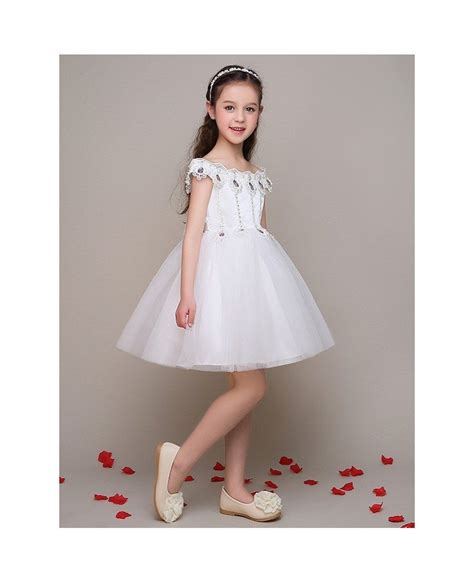 Cap Sleeve Tulle Lace Short Flower Girl Dress With