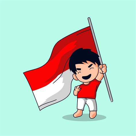 Cute Indonesian Kid Patriotic Theme 6409087 Vector Art At Vecteezy