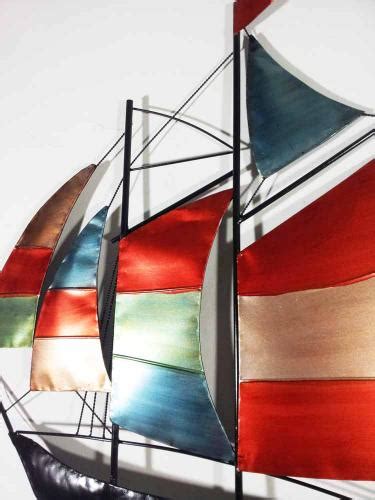 Metal Wall Art Colour Sailing Ship Yacht