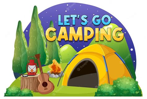Free Vector Camping Tent With Lets Go Camping Text