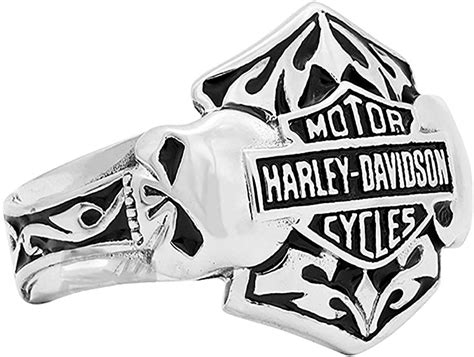 Harley Davidson Mens Steel B S With Double Willie G Skulls Ring Hsr