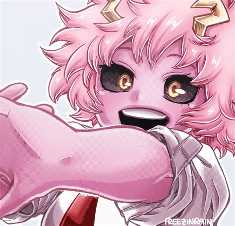 An Anime Character With Pink Hair And Big Eyes Pointing To The Side