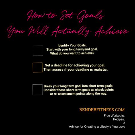 How to Set Goals You Will Actually Achieve | Bender Fitness | Setting goals, Short term goals, Goals