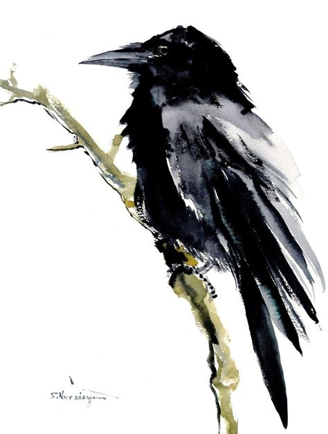 Crow Painting Raven Art Original Watercolor Bird Artwork In 2020